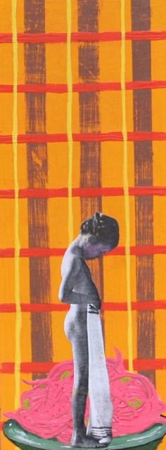 Chop Suey and Canned Beets, Collage and Acrylic on Board